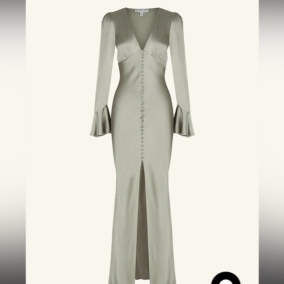 Shona Joy La Lune Frill Cuff Bias Midi Dress Sage